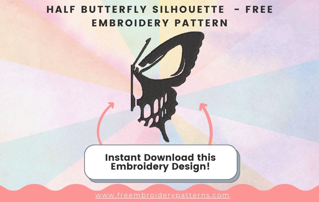 Half Butterfly Silhouette Free Embroidery Pattern