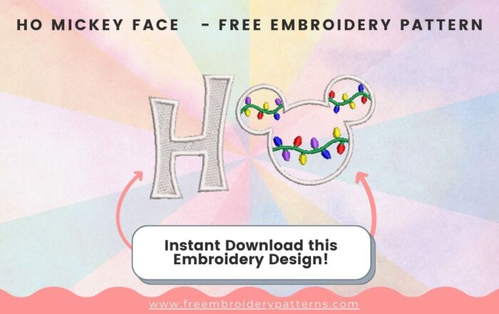 Ho Mickey Face Free Embroidery Pattern