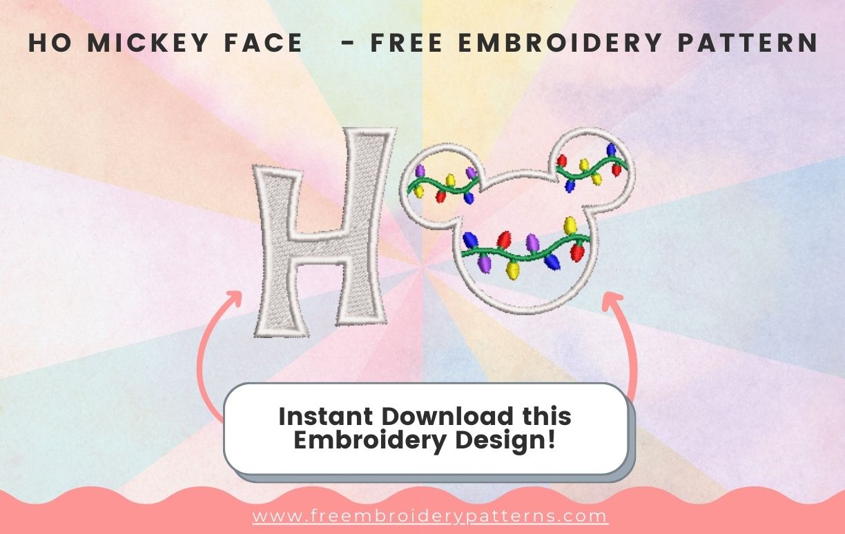 Ho Mickey Face Free Embroidery Pattern