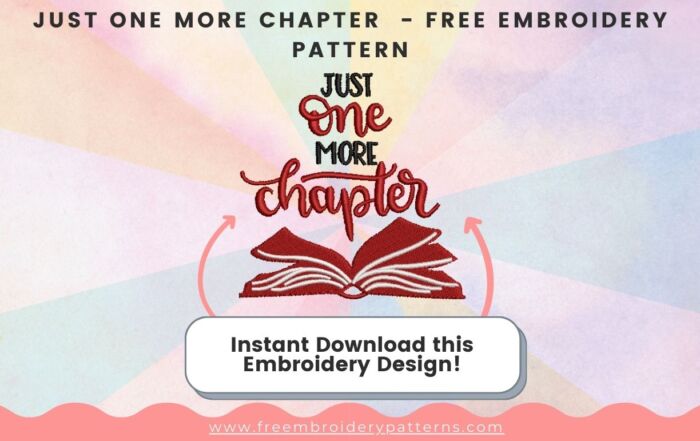 Just One More Chapter Free Embroidery Pattern