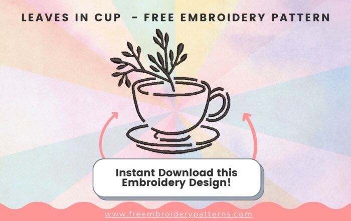 Leaves In Cup Free Embroidery Pattern