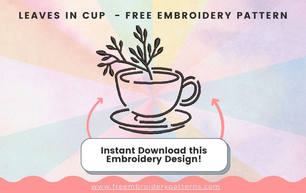 Leaves In Cup Free Embroidery Pattern