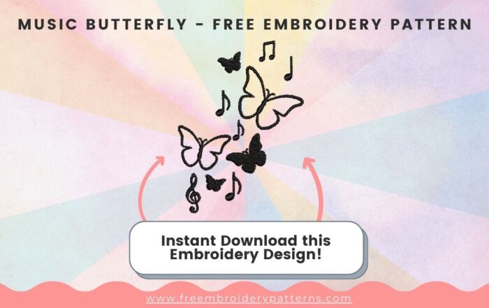 Music Butterfly Free Embroidery Pattern