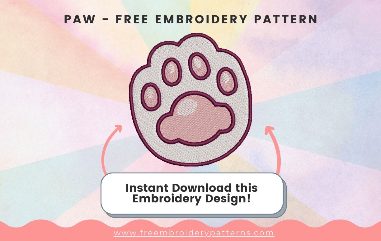 Paw Free Embroidery Pattern