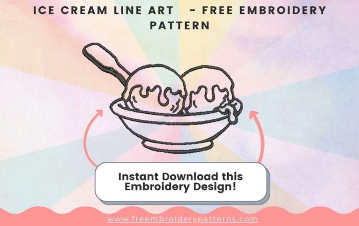 Ice Cream Line Art Free Embroidery Pattern