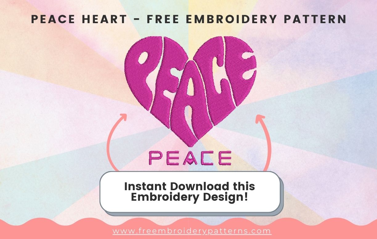 Peace Heart Free Embroidery Pattern