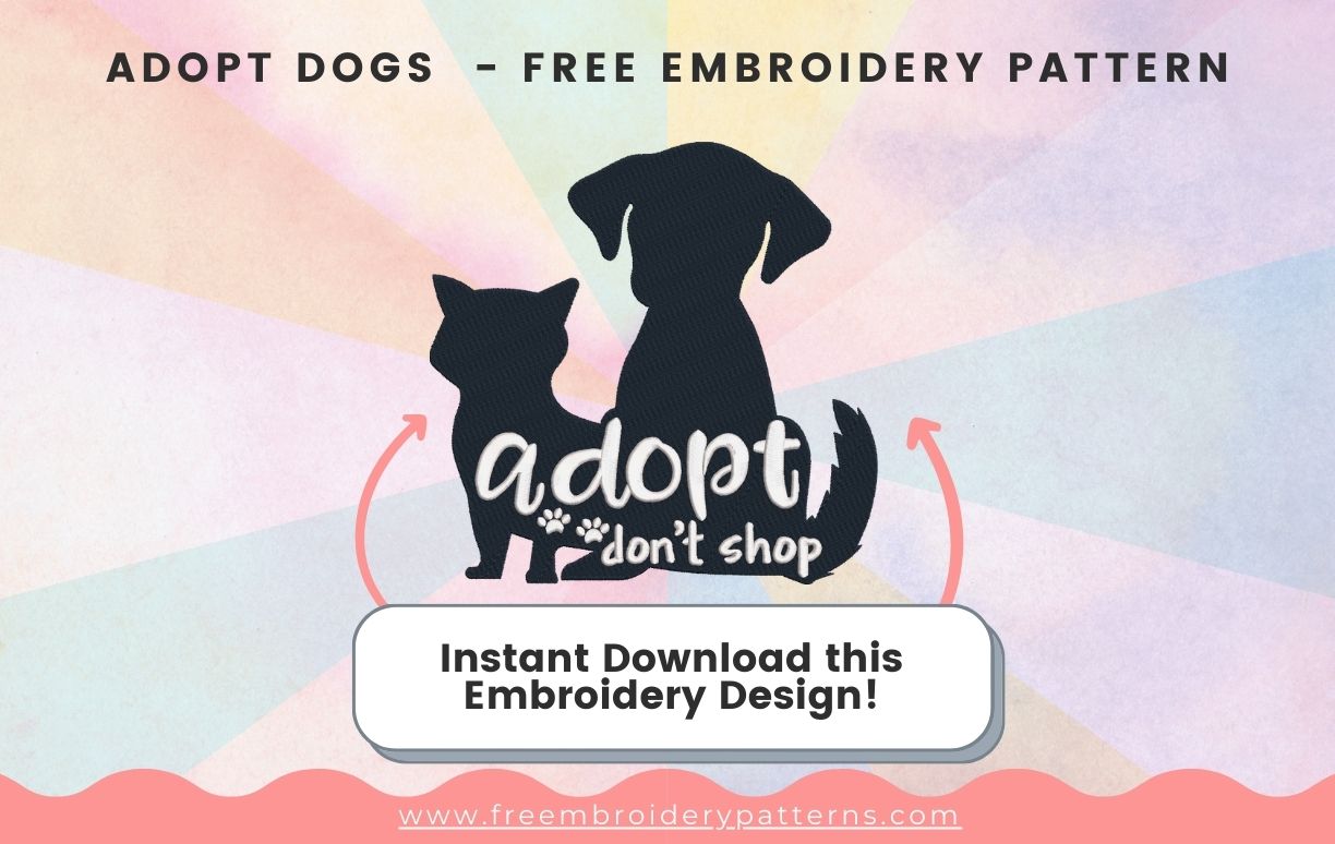 Adopt Dogs Free Embroidery Pattern