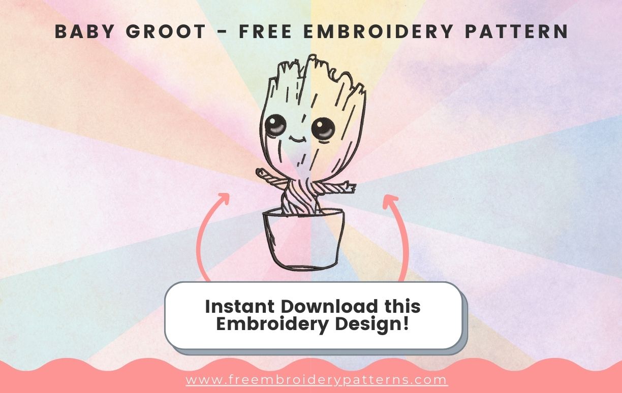 Baby Groot Free Embroidery Pattern