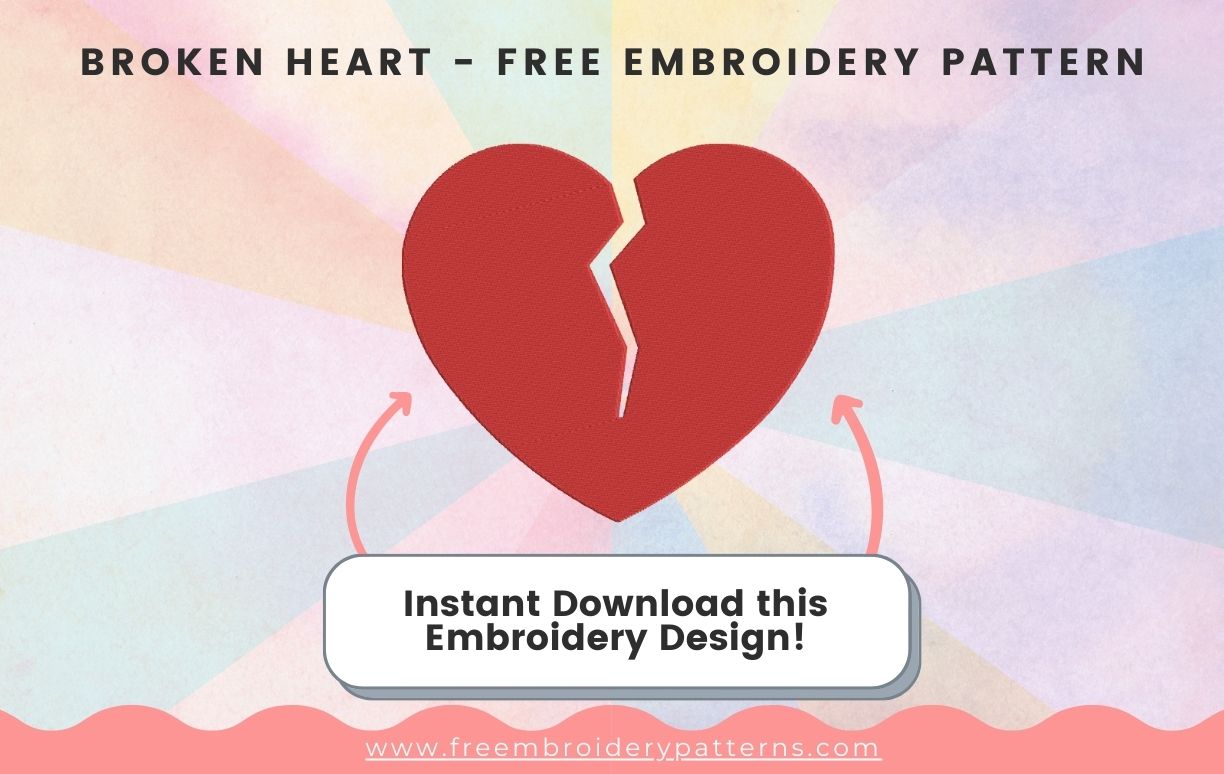 Broken Heart Free Embroidery Pattern