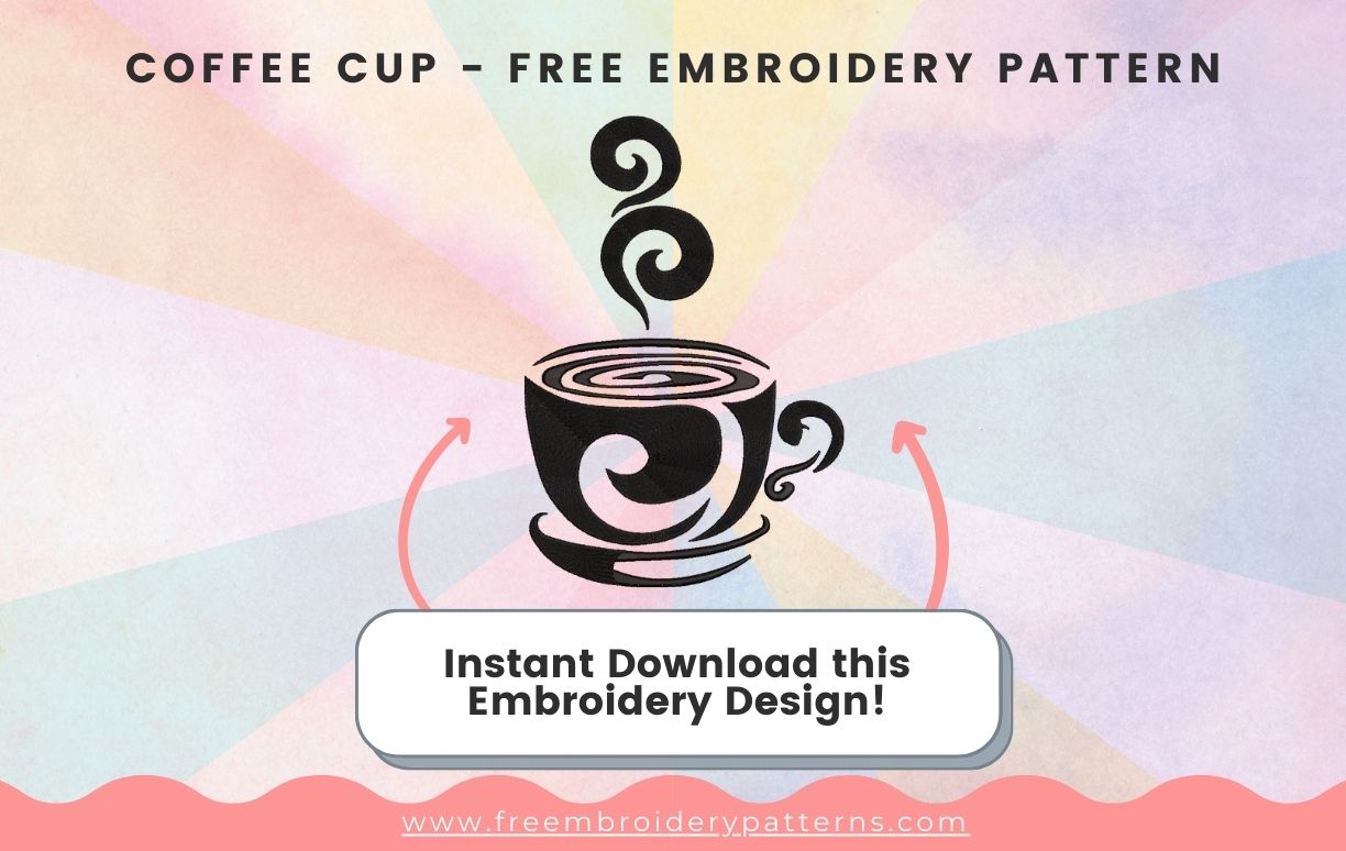 Coffee Cup Free Embroidery Pattern