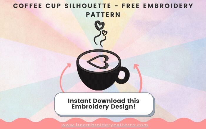 Coffee Cup Silhouette Free Embroidery Pattern