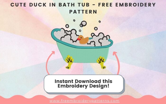 Cute Duck In Bath Tub Free Embroidery Pattern