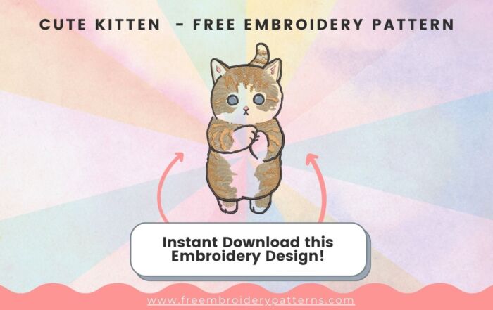 Cute Kitten Free Embroidery Pattern