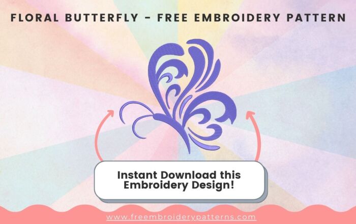 Floral Butterfly Free Embroidery Pattern