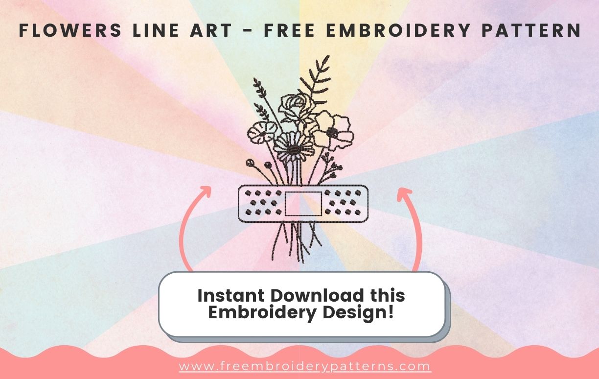 Flowers Line Art Free Embroidery Pattern