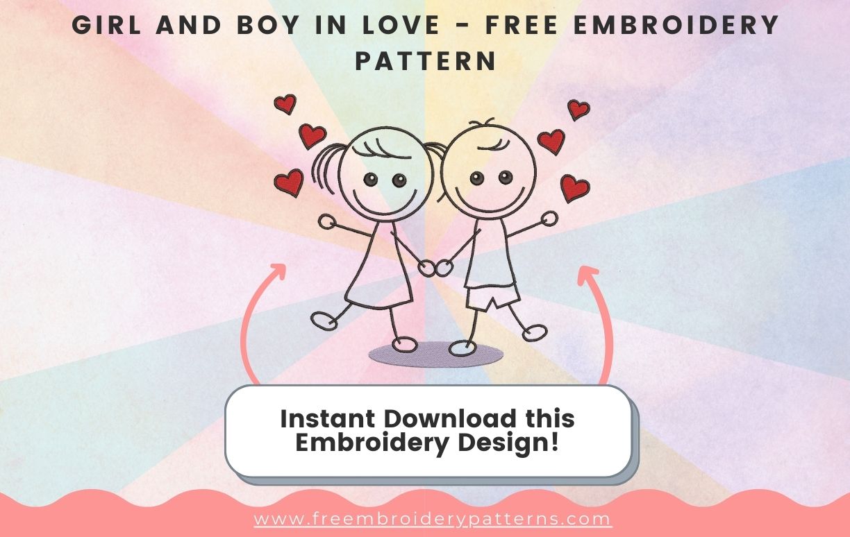 Girl And Boy In Love Free Embroidery Pattern