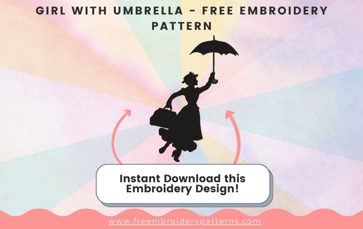 Girl With Umbrella Free Embroidery Pattern