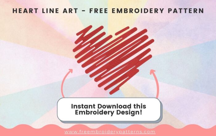 Heart Line Art Free Embroidery Pattern