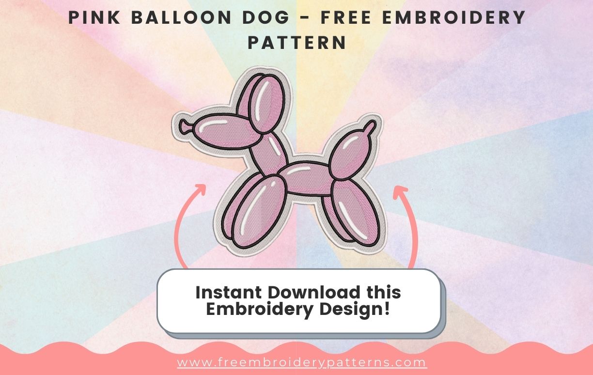 Pink Balloon Dog Free Embroidery Pattern