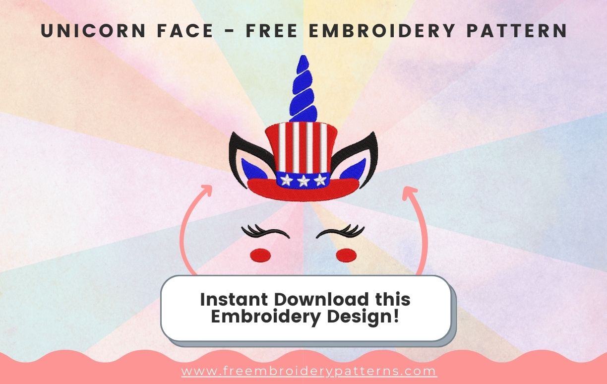 Unicorn Face Free Embroidery Pattern