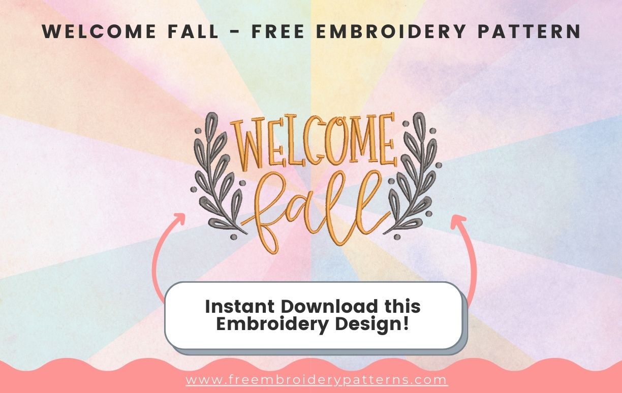 Welcome Fall Free Embroidery Pattern