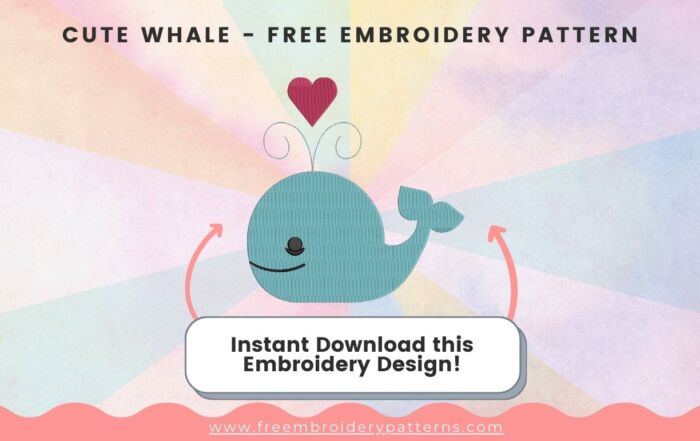 Cute Whale Free Embroidery Pattern