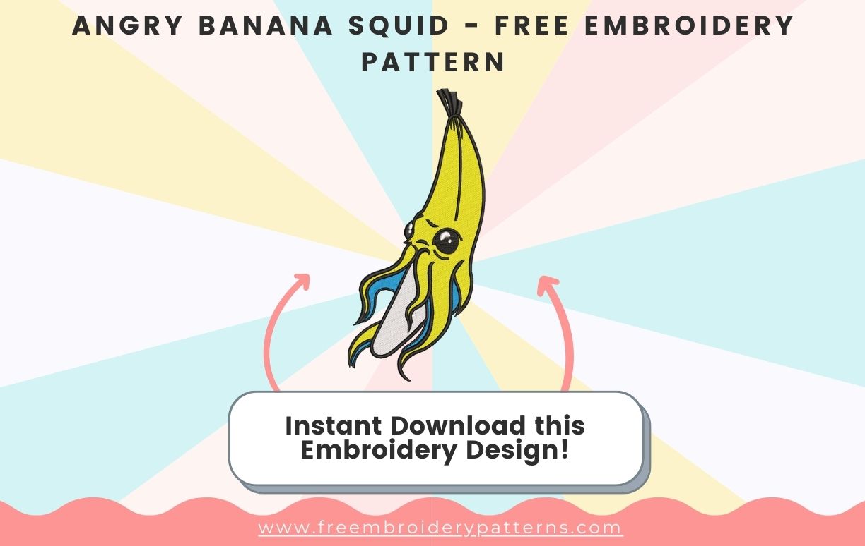 Angry Banana Squid Free Embroidery Design