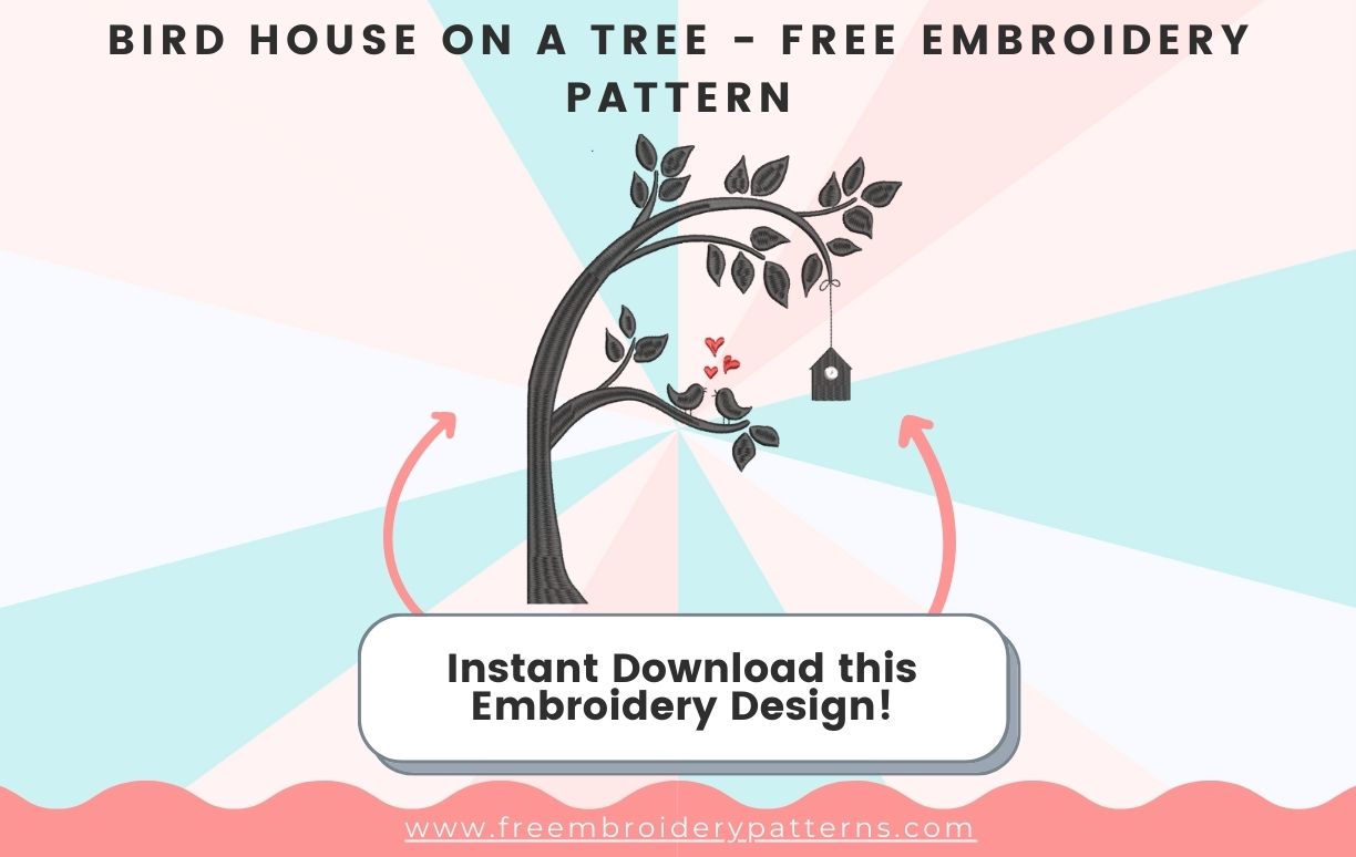Bird House On A Tree Free Embroidery Design