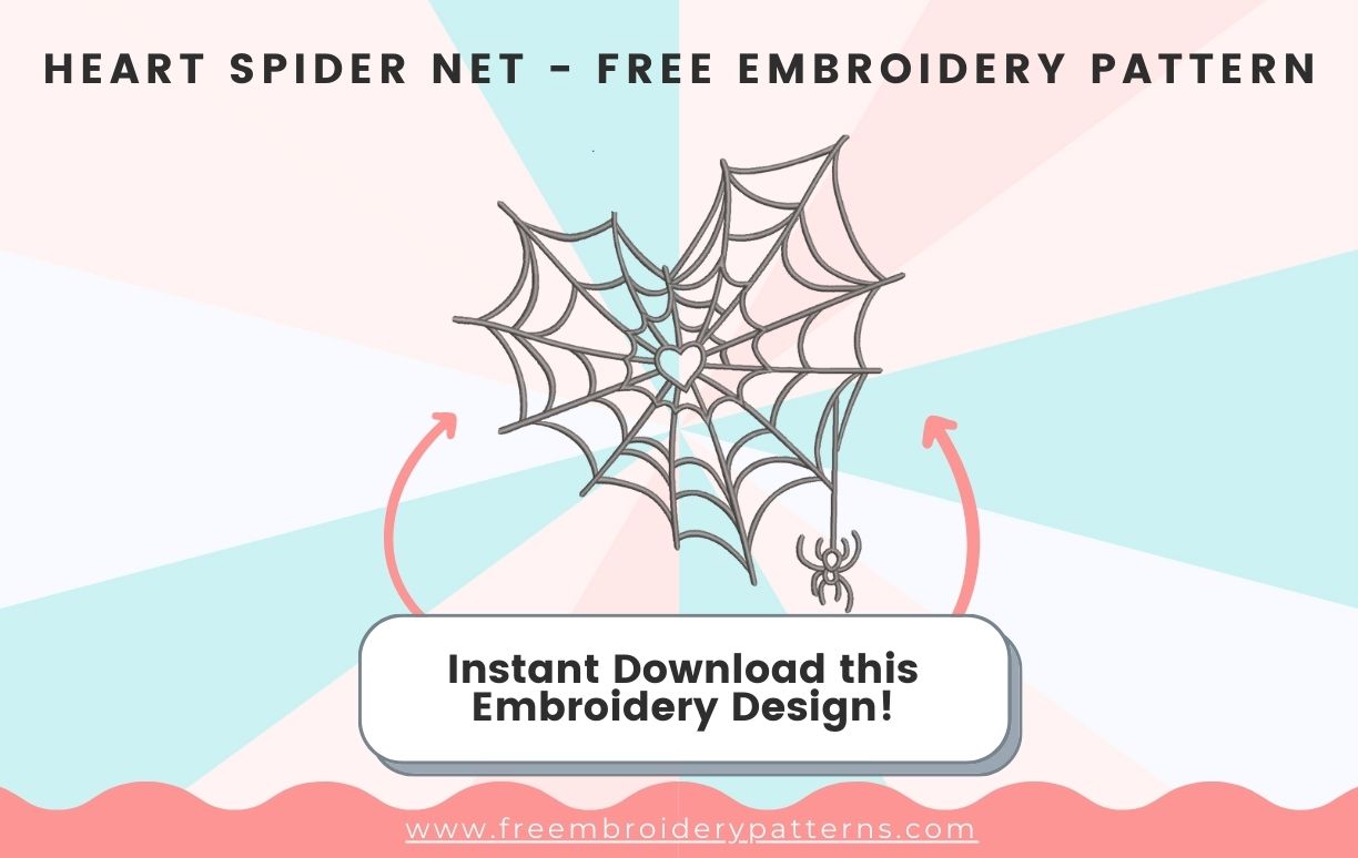 Heart Spider Net Free Embroidery Design