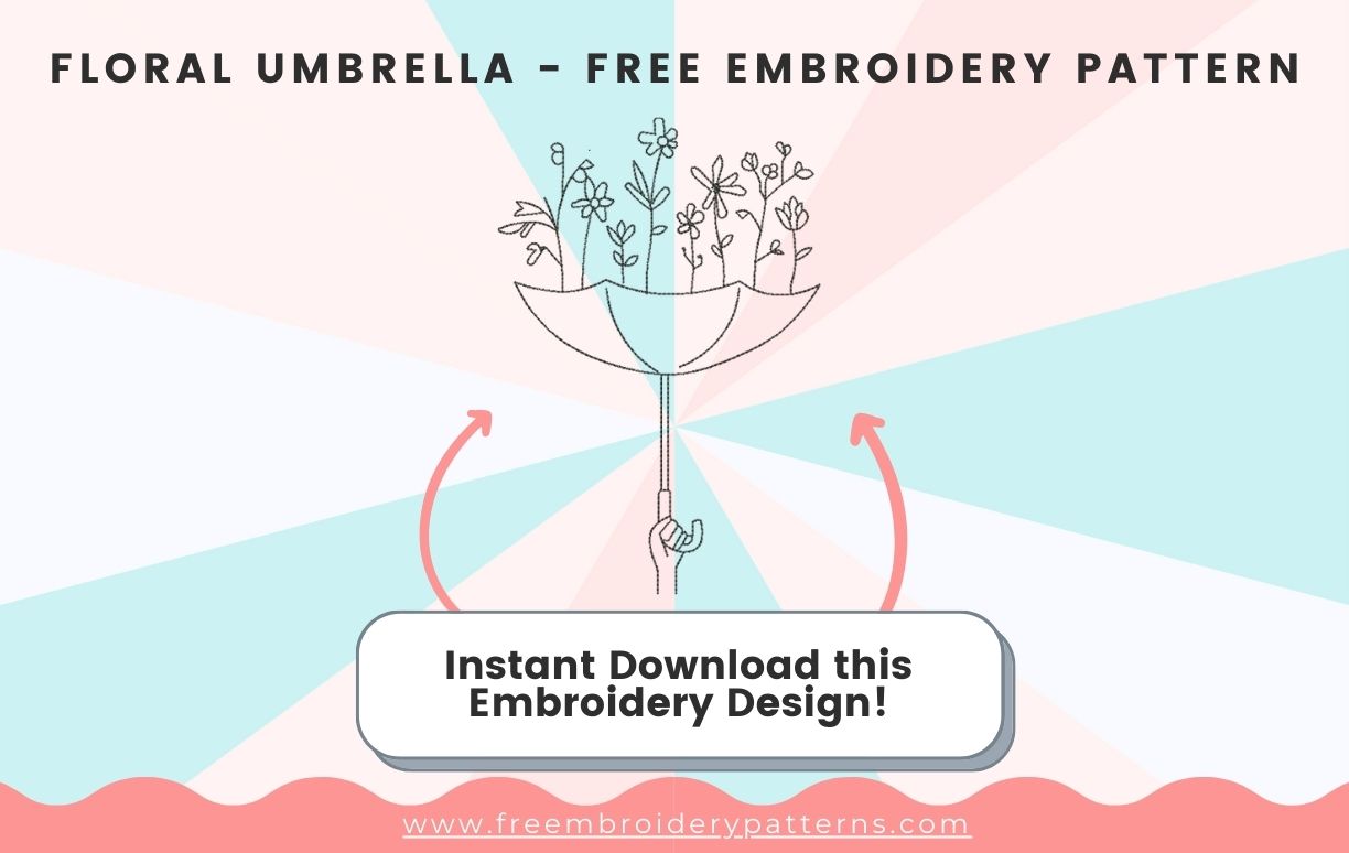 Floral Umbrella Free Embroidery Design