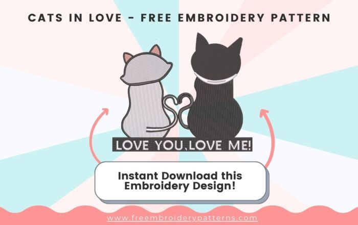 Cats In Love Free Embroidery Design