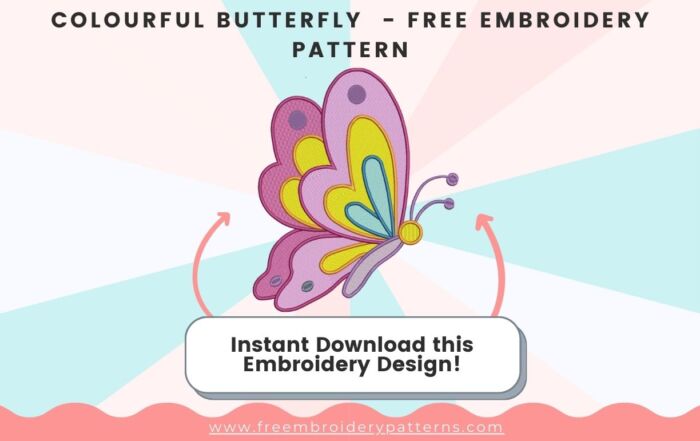 Colorful Butterfly Free Embroidery Design