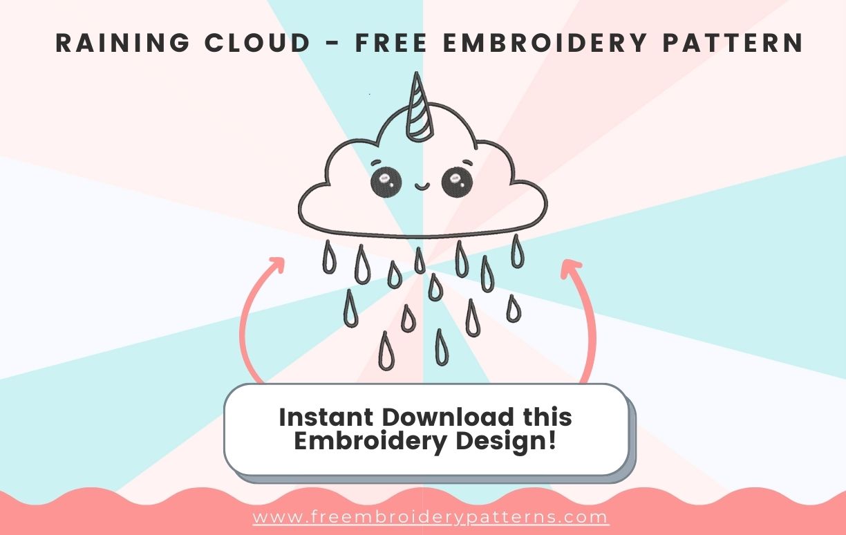 Raining Cloud Free Embroidery Design