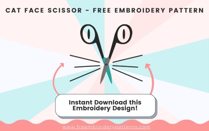Cat Face Scissor Free Embroidery Pattern