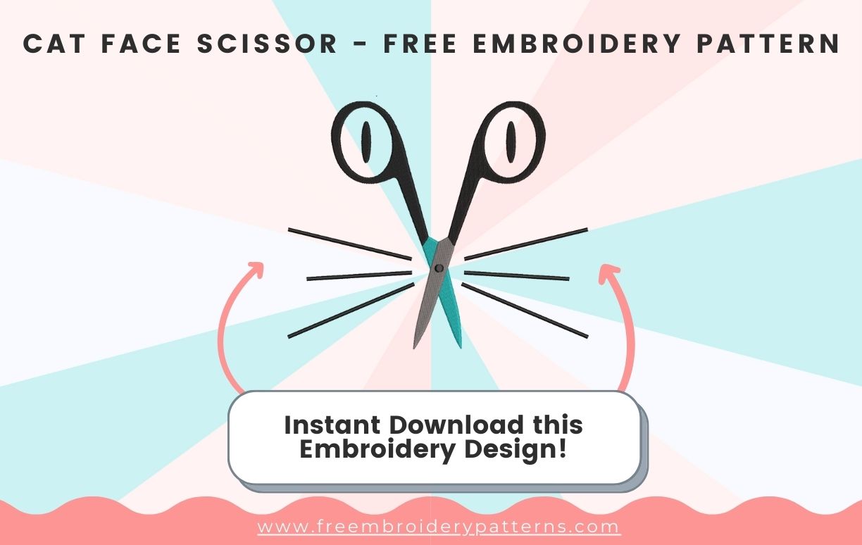 Cat Face Scissor Free Embroidery Pattern