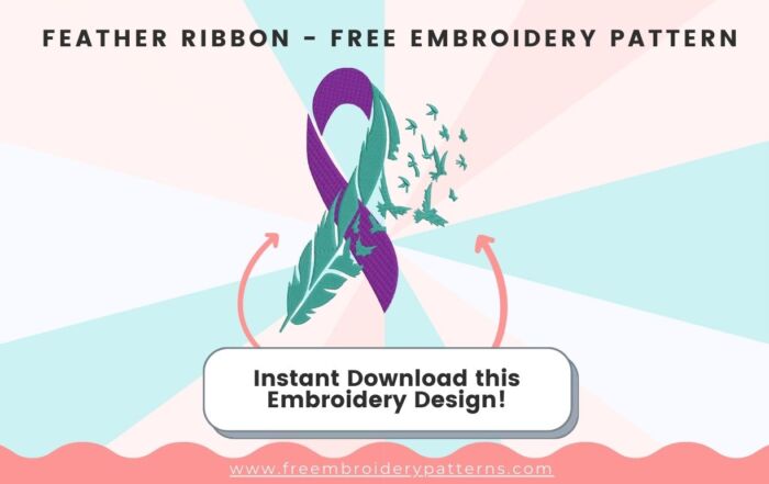 Feather Ribbon Free Embroidery Design