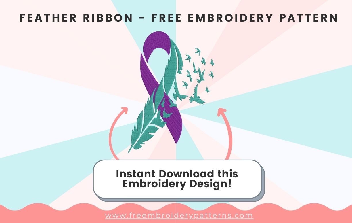 Feather Ribbon Free Embroidery Design