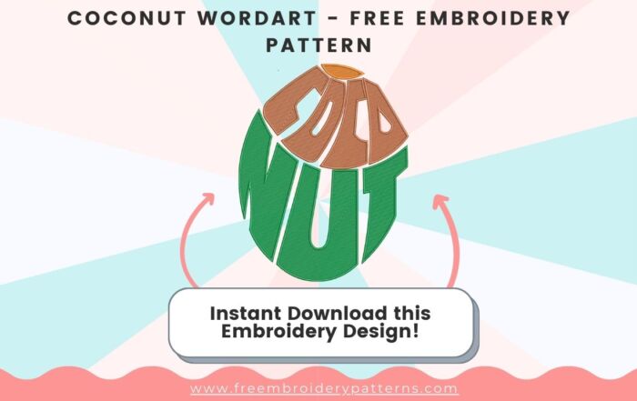 Coconut Wordart Free Embroidery Pattern
