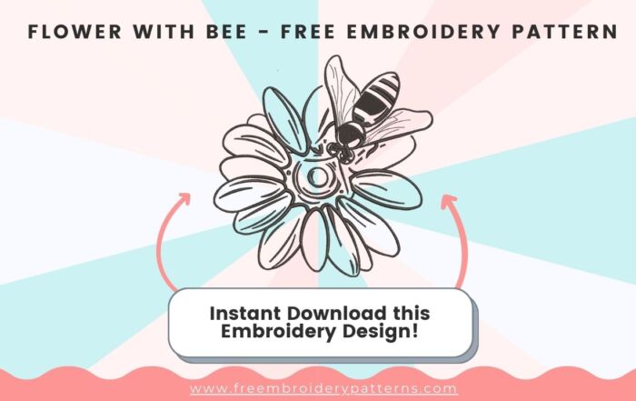 Bee With Flower Free Embroidery Design