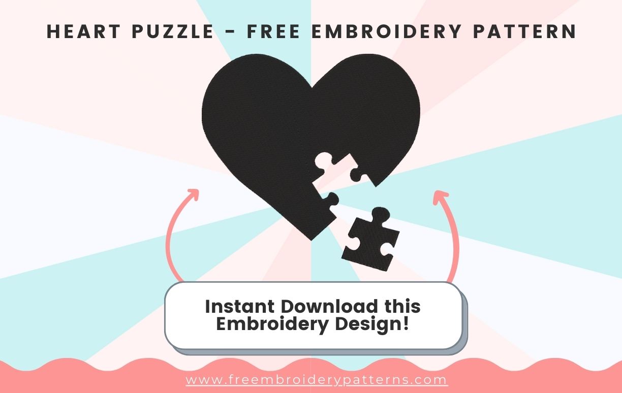 Black Heart Puzzle Free Embroidery Pattern