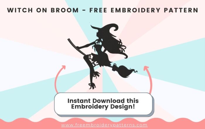 Witch On Broom Free Embroidery Pattern