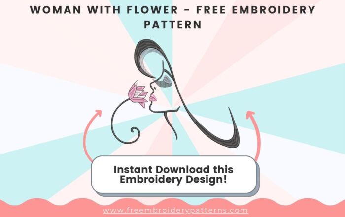 Woman With Flower Free Embroidery Pattern