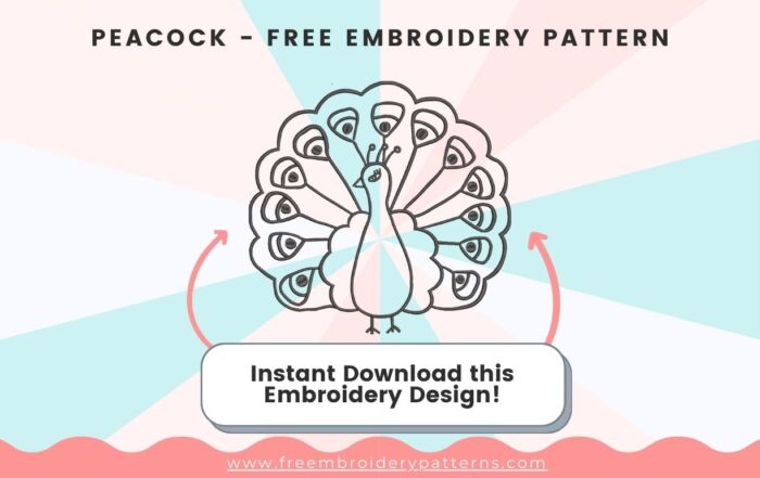 Cute Peacock Free Embroidery Pattern