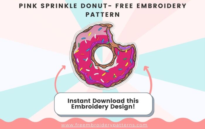 Pink Sprinkle Donut Free Embroidery Pattern