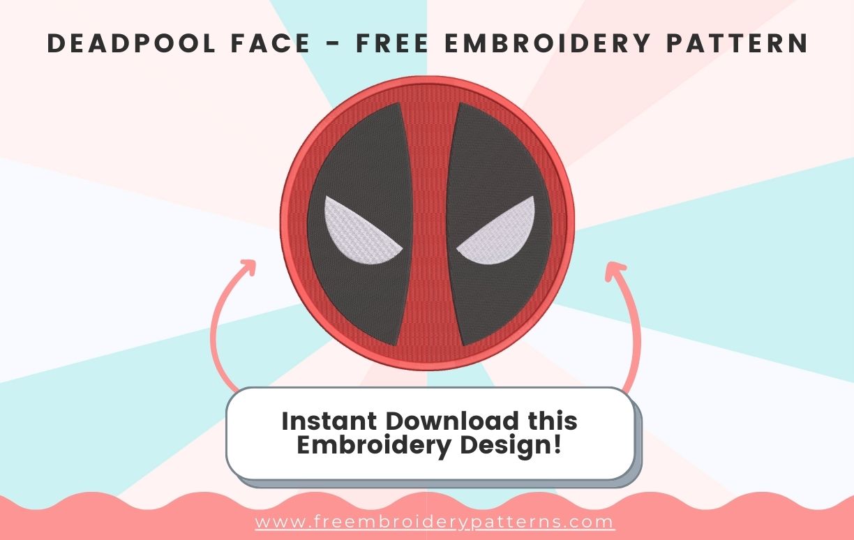Deadpool Face Free Embroidery Pattern