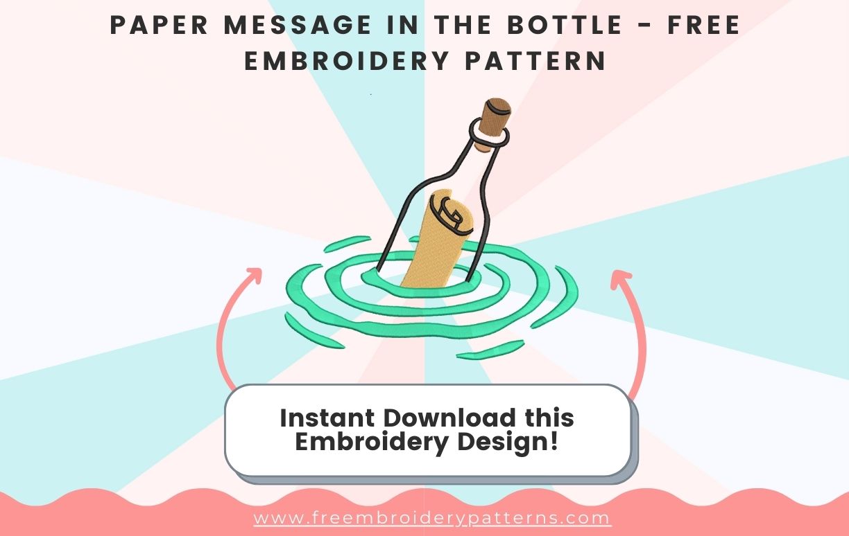 Paper Message In The Bottle Free Embroidery Pattern