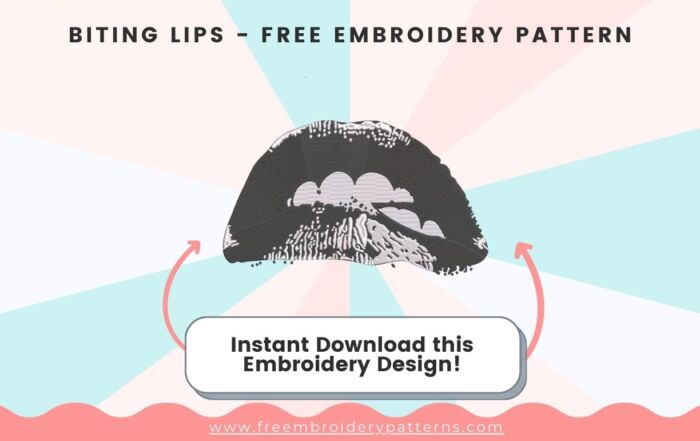 Biting Lips Free Embroidery Pattern
